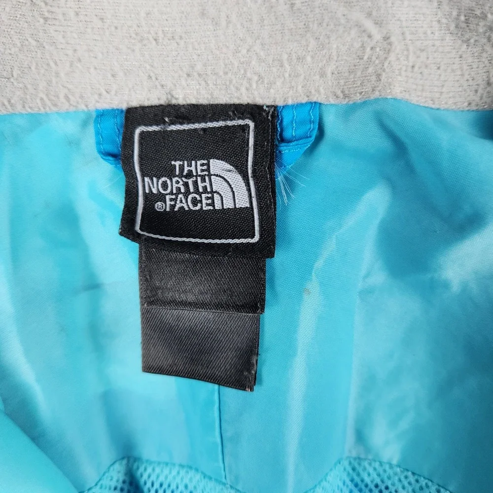 The North Face HyVent Jacket Girls M 10/12 Blue Hooded Rain Shell Hiking Outdoor - Picture 9 of 16